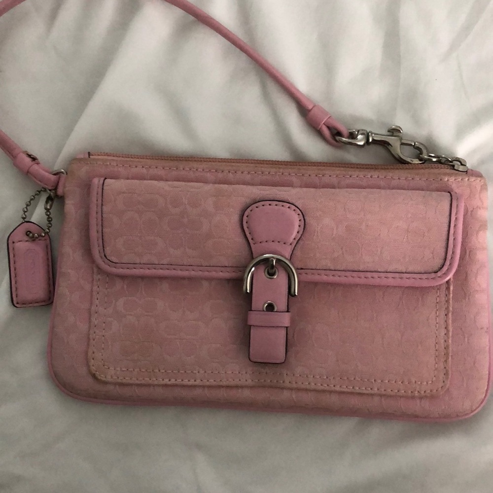 Used Coach light pink clutch. Final price